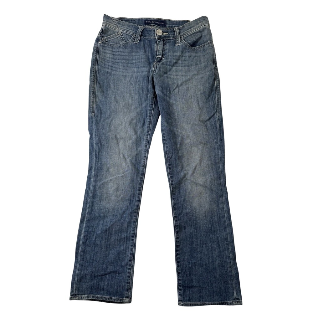 Rock & Republic Kendall Bootcut Jeans Blue Wing Back Pocket Size 4